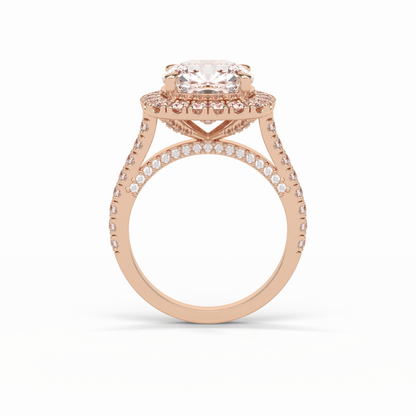Cushion Pave & Hidden Halo Lab Grown Diamond Engagement Ring