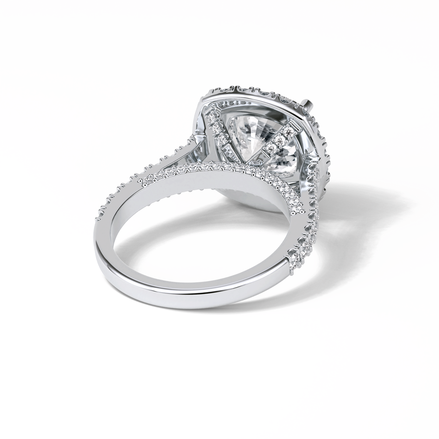 Cushion Pave & Hidden Halo Lab Grown Diamond Engagement Ring