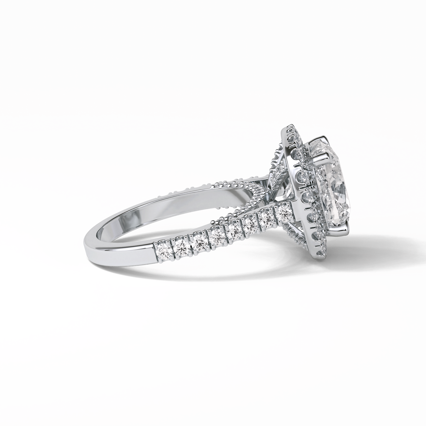 Cushion Pave & Hidden Halo Lab Grown Diamond Engagement Ring