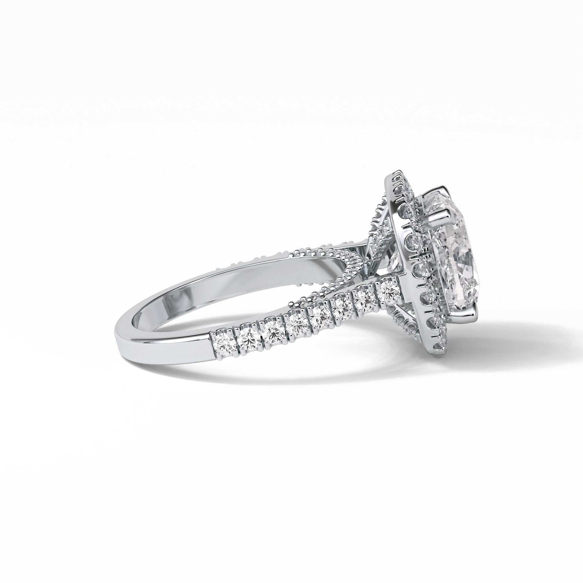 Cushion Pave & Hidden Halo Lab Grown Diamond Engagement Ring