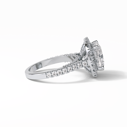 Cushion Pave & Hidden Halo Lab Grown Diamond Engagement Ring