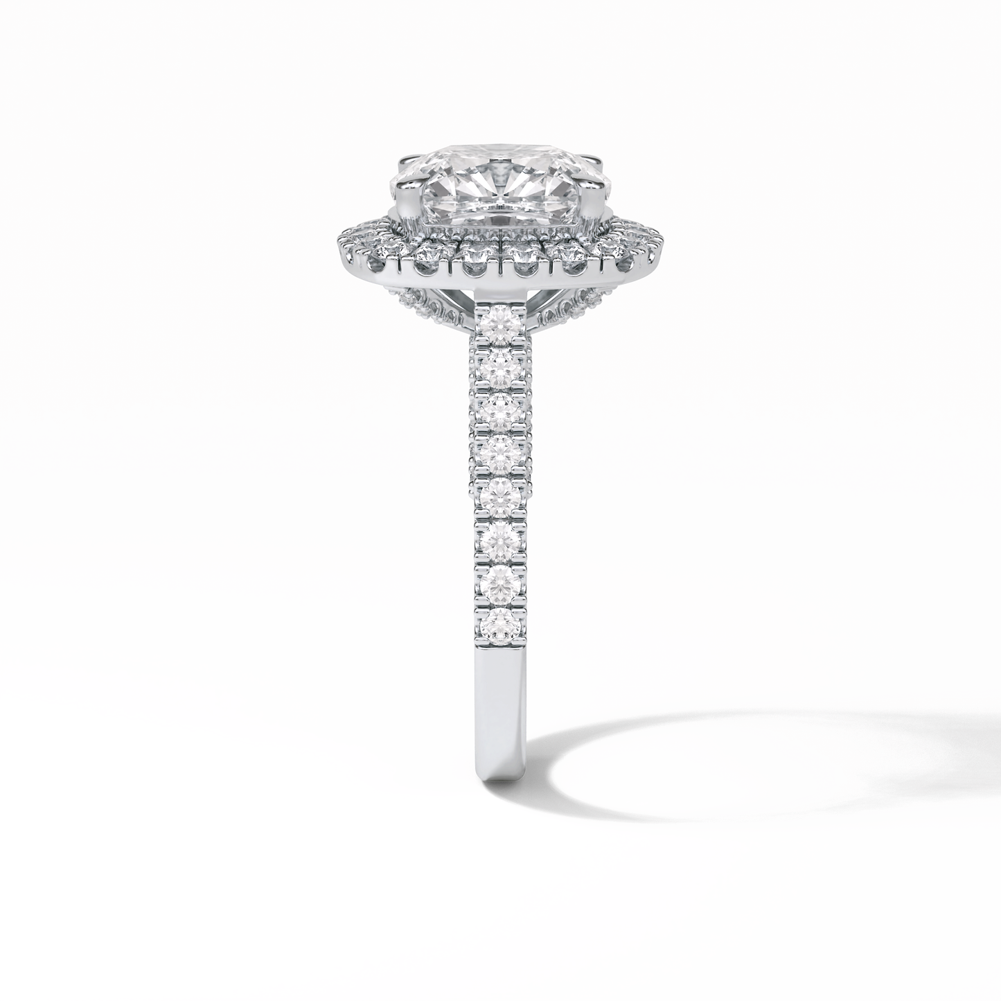 Cushion Pave & Hidden Halo Lab Grown Diamond Engagement Ring