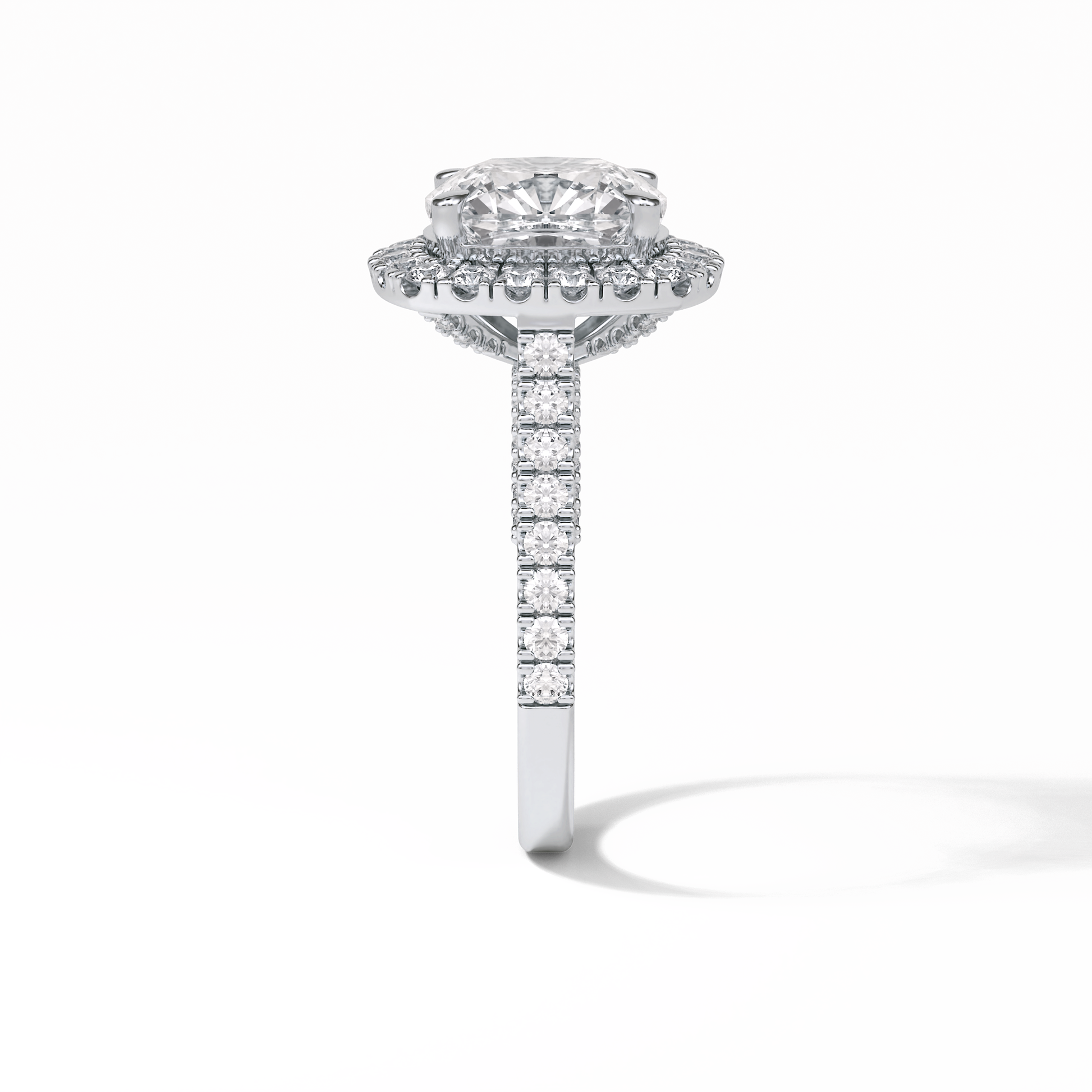 Cushion Pave & Hidden Halo Lab Grown Diamond Engagement Ring