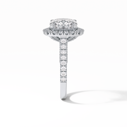 Cushion Pave & Hidden Halo Lab Grown Diamond Engagement Ring