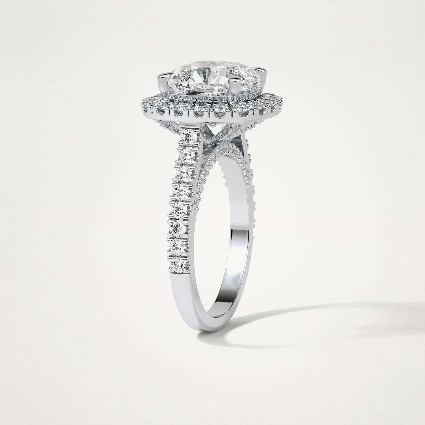 Cushion Pave & Hidden Halo Lab Grown Diamond Engagement Ring