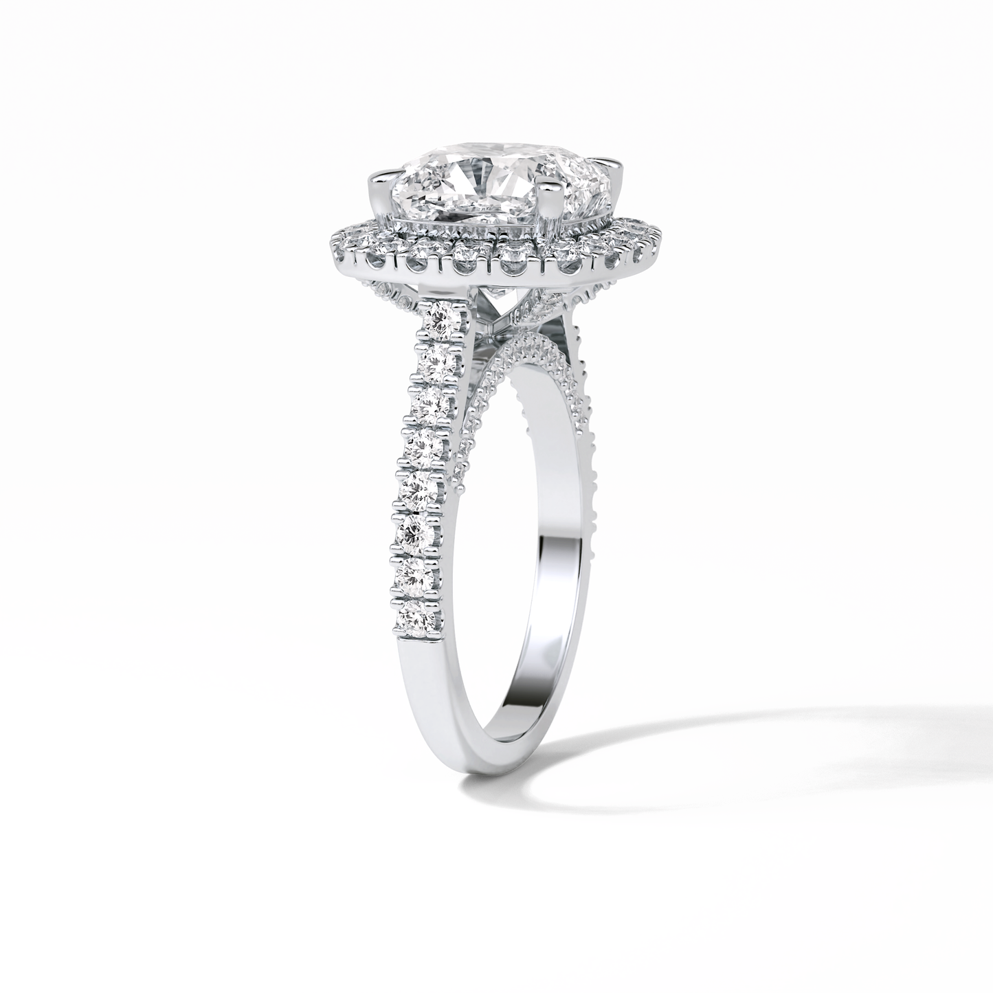 Cushion Pave & Hidden Halo Lab Grown Diamond Engagement Ring
