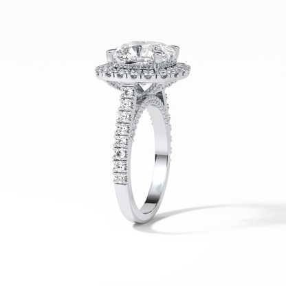 Cushion Pave & Hidden Halo Lab Grown Diamond Engagement Ring