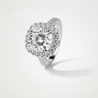 Cushion Pave & Hidden Halo Lab Grown Diamond Engagement Ring