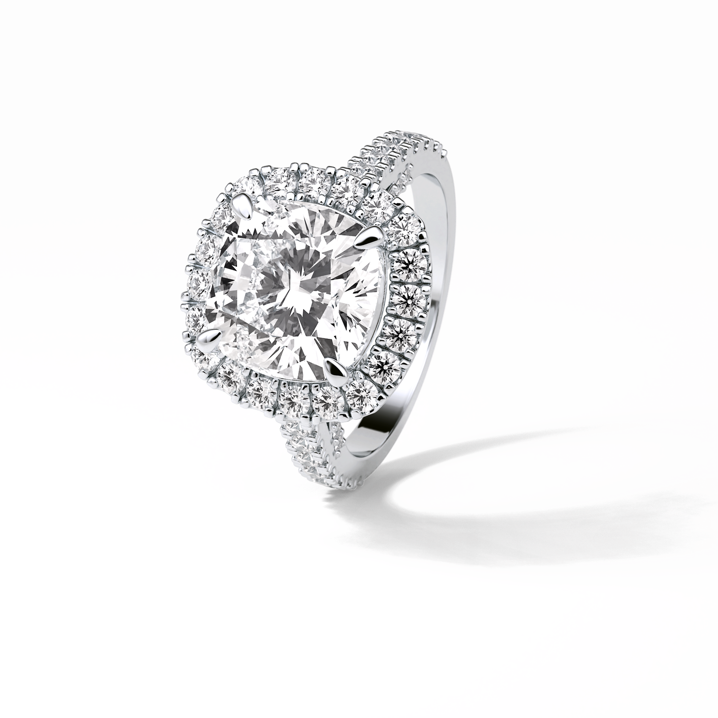 Cushion Pave & Hidden Halo Lab Grown Diamond Engagement Ring