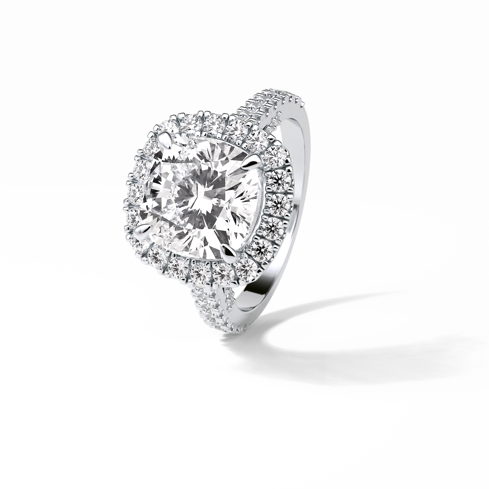 Cushion Pave & Hidden Halo Lab Grown Diamond Engagement Ring