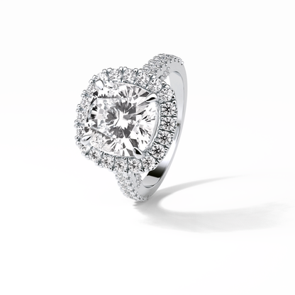 Cushion Pave & Hidden Halo Lab Grown Diamond Engagement Ring