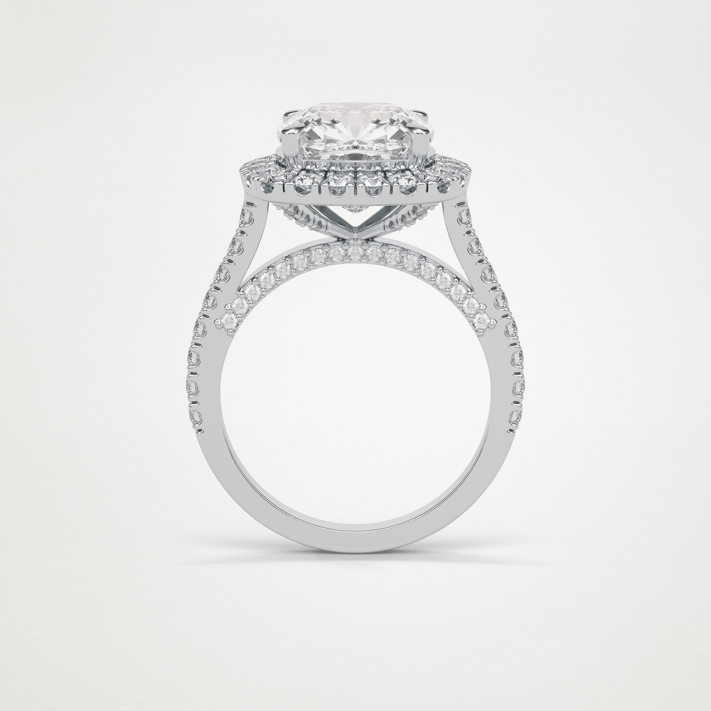 Cushion Pave & Hidden Halo Lab Grown Diamond Engagement Ring