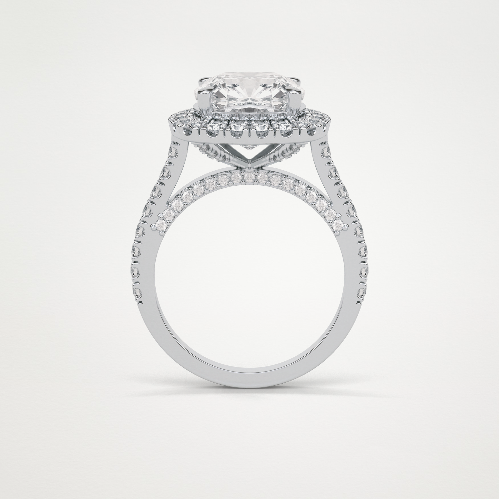 Cushion Pave & Hidden Halo Lab Grown Diamond Engagement Ring