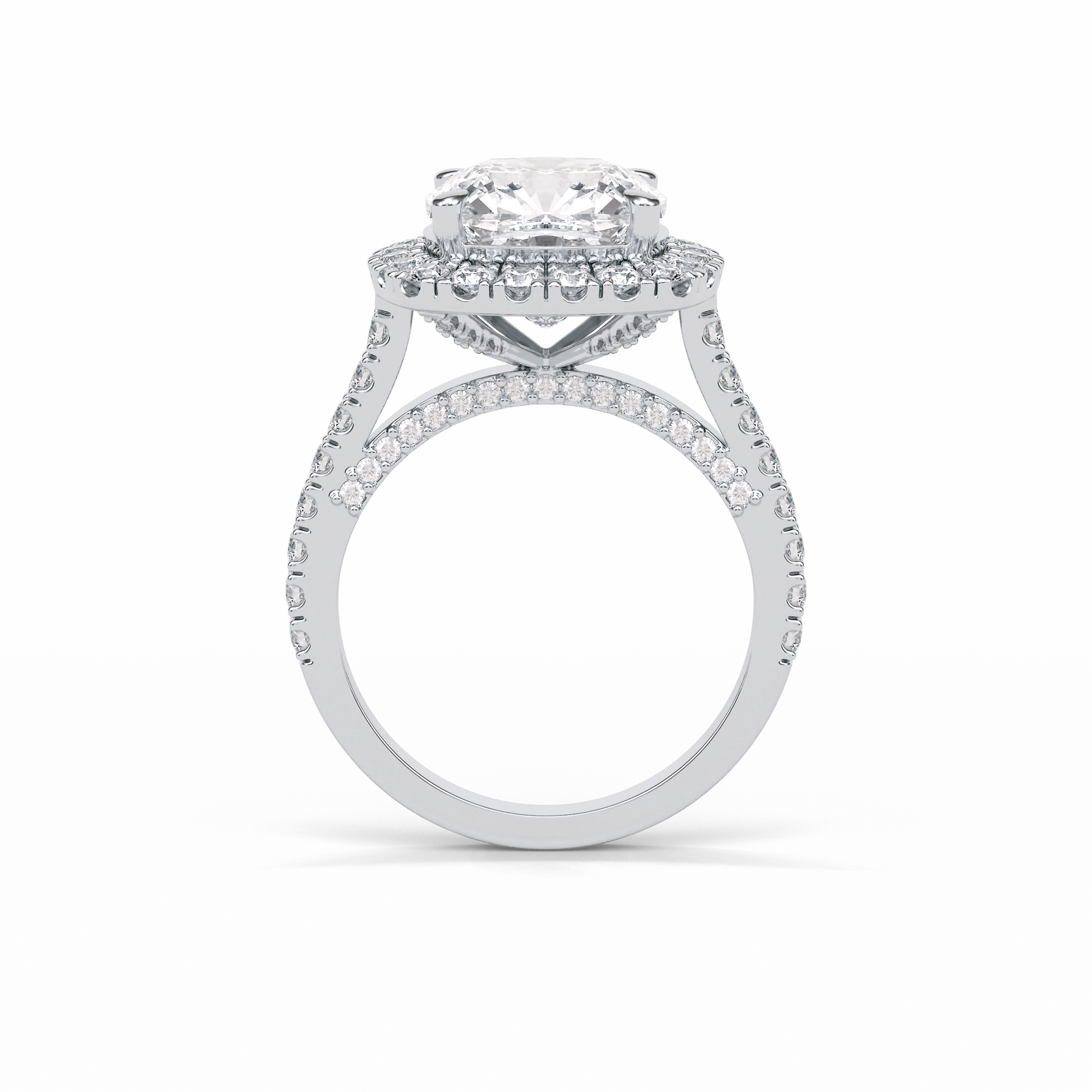 Cushion Pave & Hidden Halo Lab Grown Diamond Engagement Ring