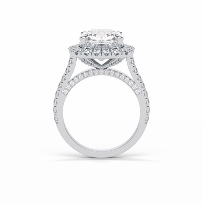 Cushion Pave & Hidden Halo Lab Grown Diamond Engagement Ring