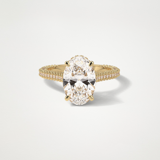 Oval Pave & Hidden Halo Lab Grown Diamond Engagement Ring