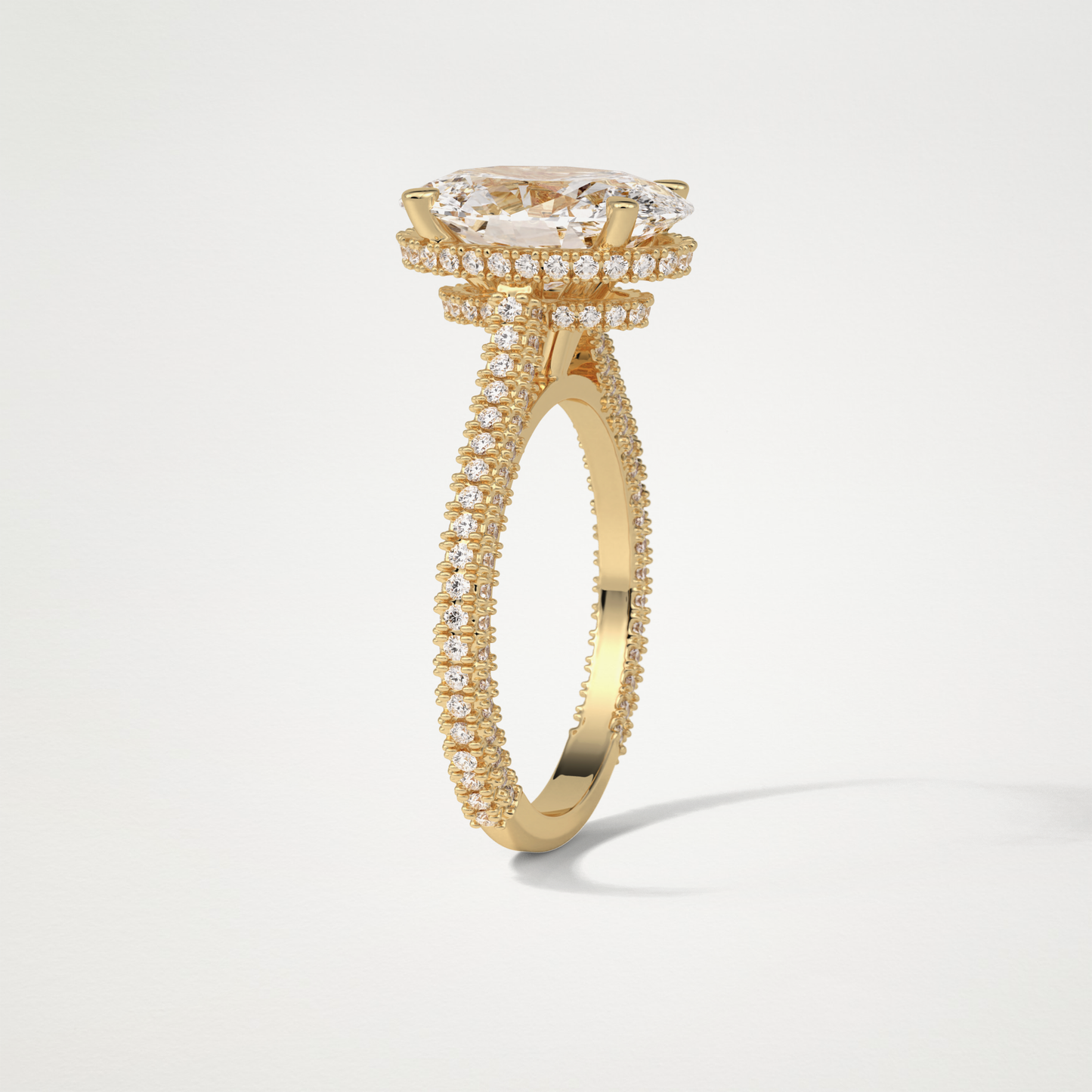 Oval Pave & Hidden Halo Lab Grown Diamond Engagement Ring