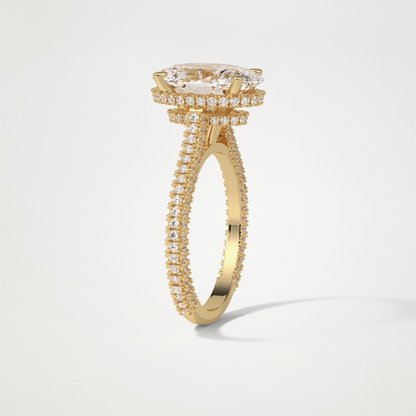 Oval Pave & Hidden Halo Lab Grown Diamond Engagement Ring
