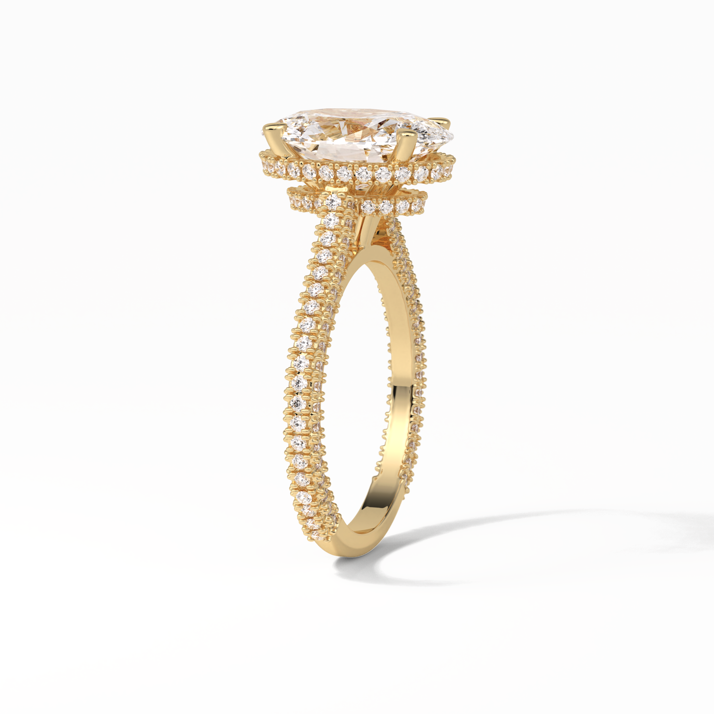 Oval Pave & Hidden Halo Lab Grown Diamond Engagement Ring