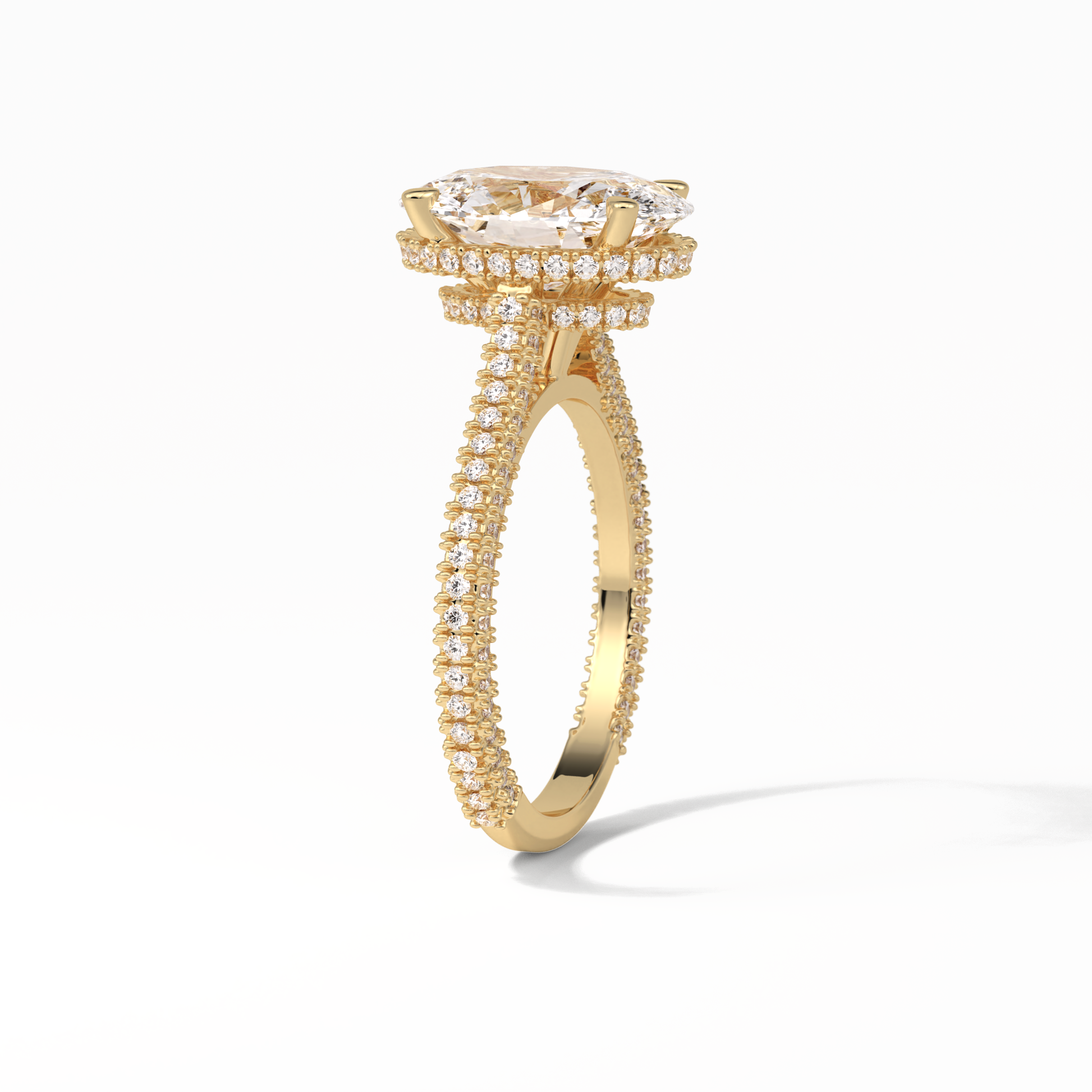 Oval Pave & Hidden Halo Lab Grown Diamond Engagement Ring