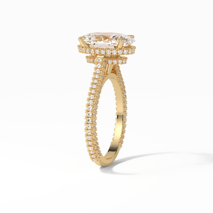 Oval Pave & Hidden Halo Lab Grown Diamond Engagement Ring