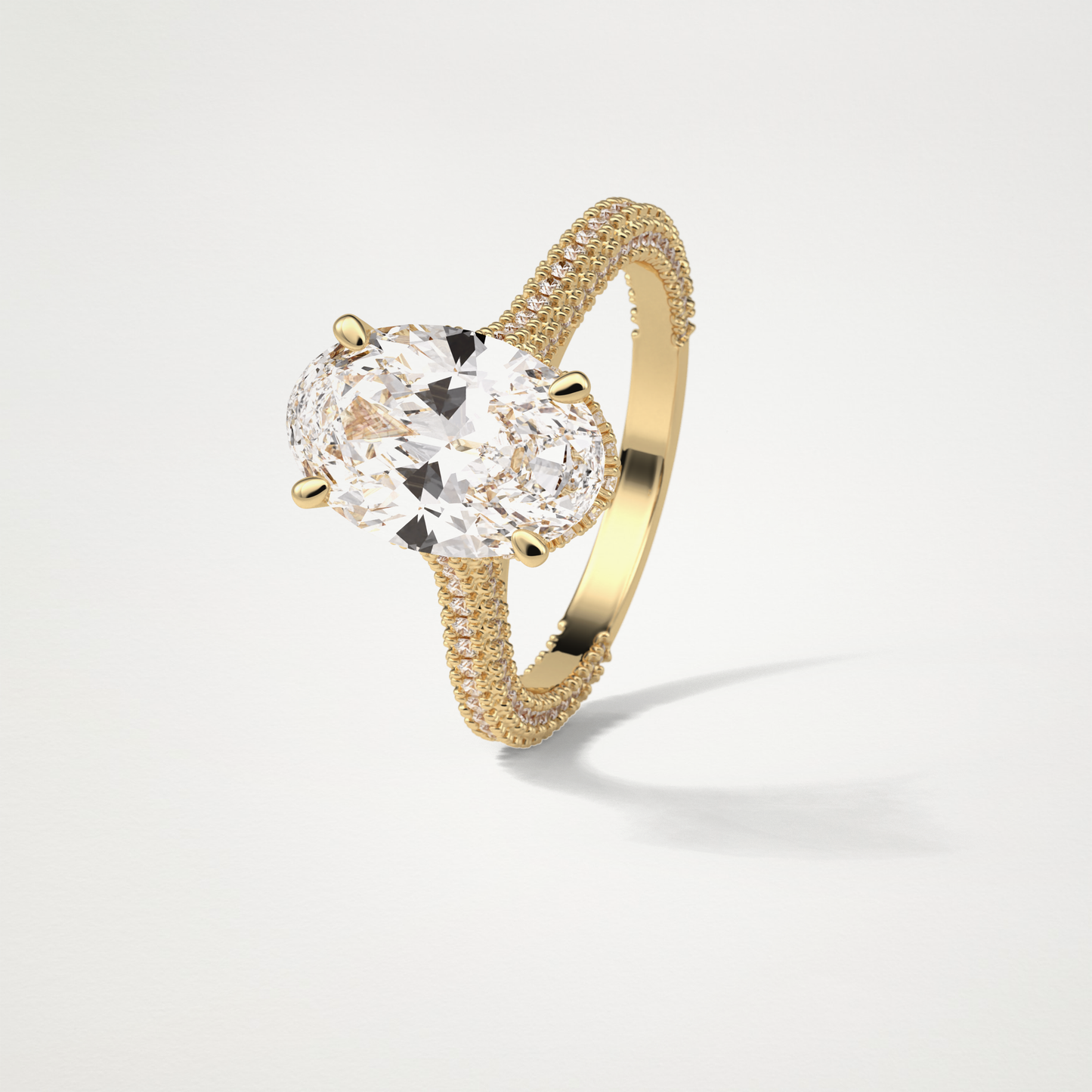 Oval Pave & Hidden Halo Lab Grown Diamond Engagement Ring