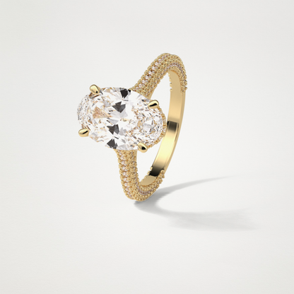 Oval Pave & Hidden Halo Lab Grown Diamond Engagement Ring