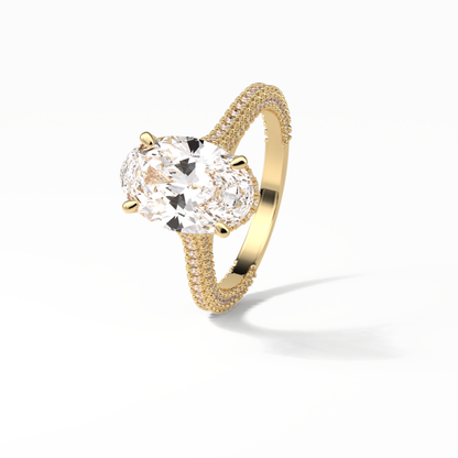 Oval Pave & Hidden Halo Lab Grown Diamond Engagement Ring