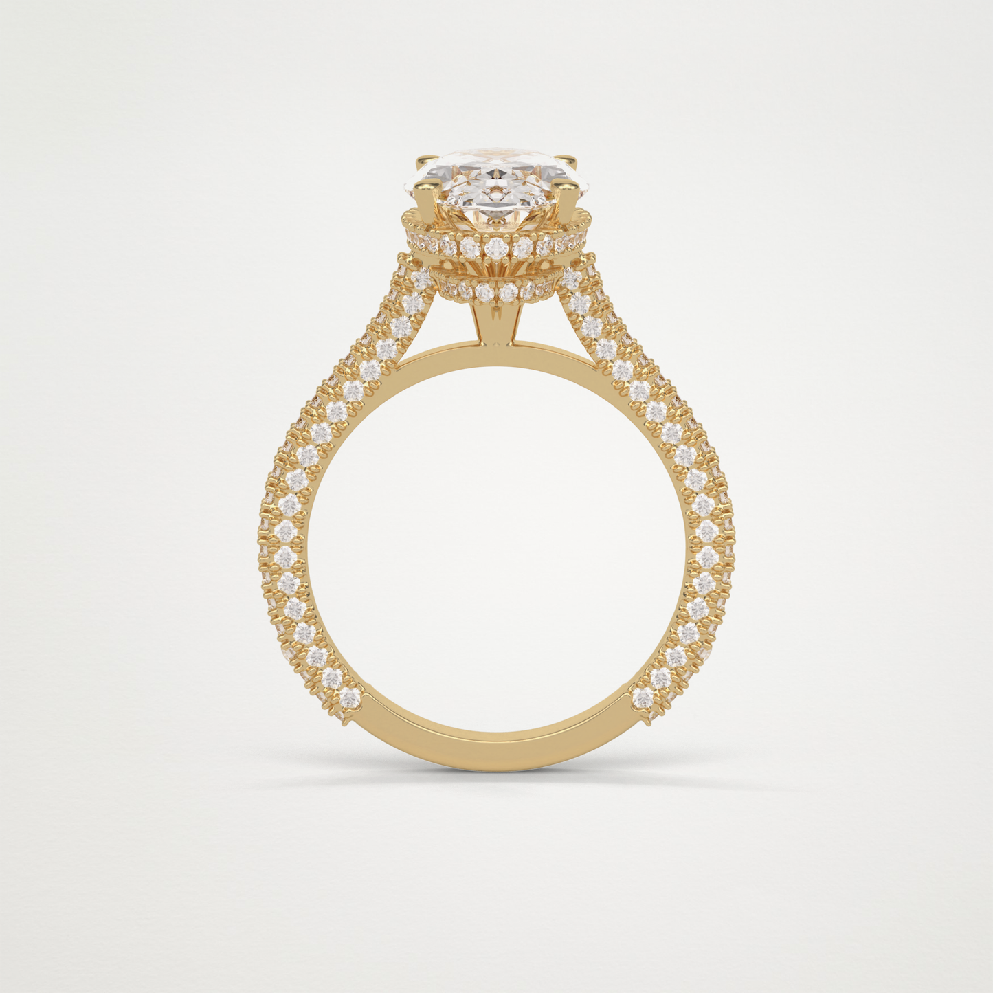 Oval Pave & Hidden Halo Lab Grown Diamond Engagement Ring