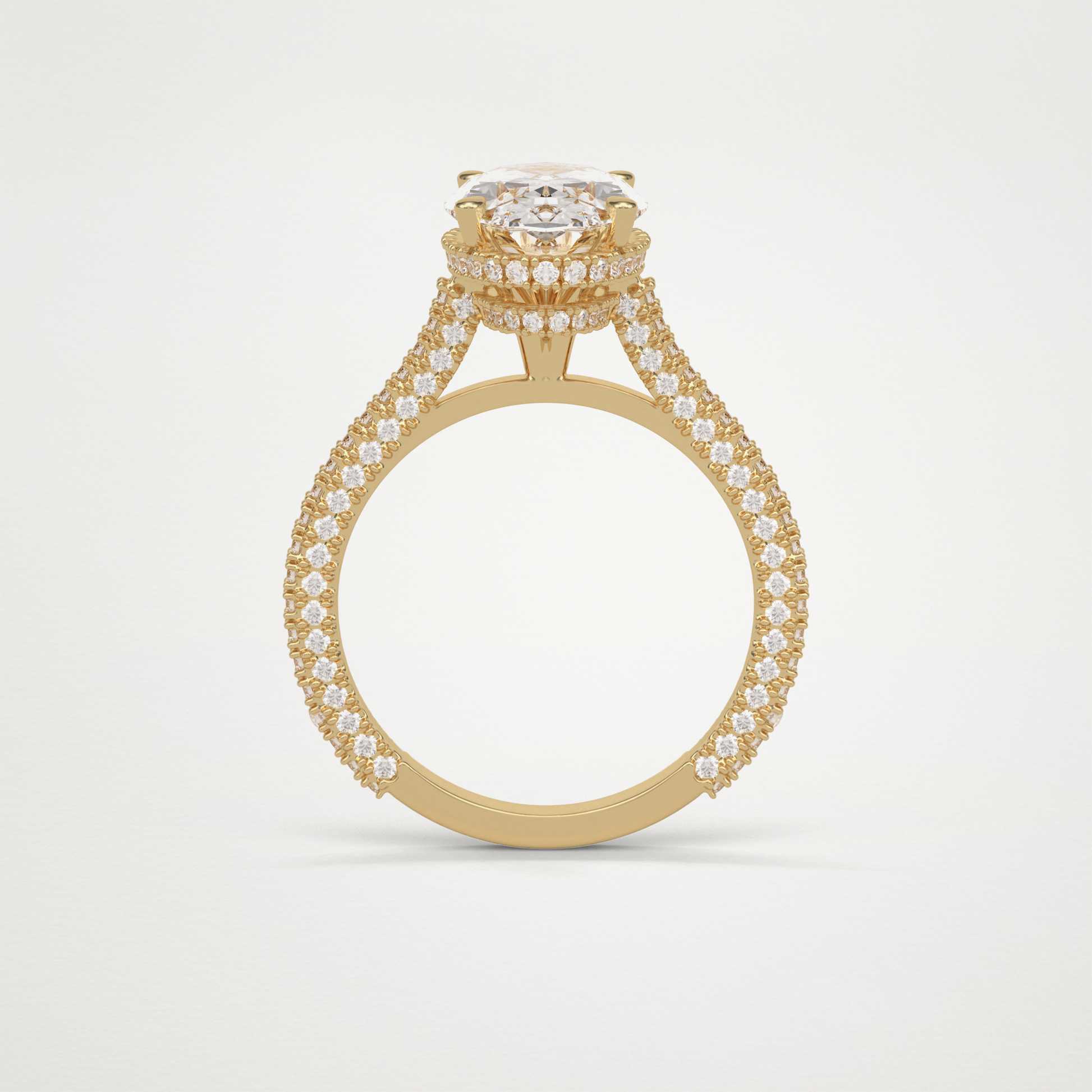 Oval Pave & Hidden Halo Lab Grown Diamond Engagement Ring