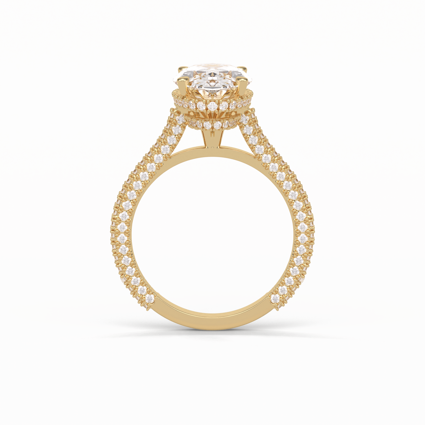 Oval Pave & Hidden Halo Lab Grown Diamond Engagement Ring