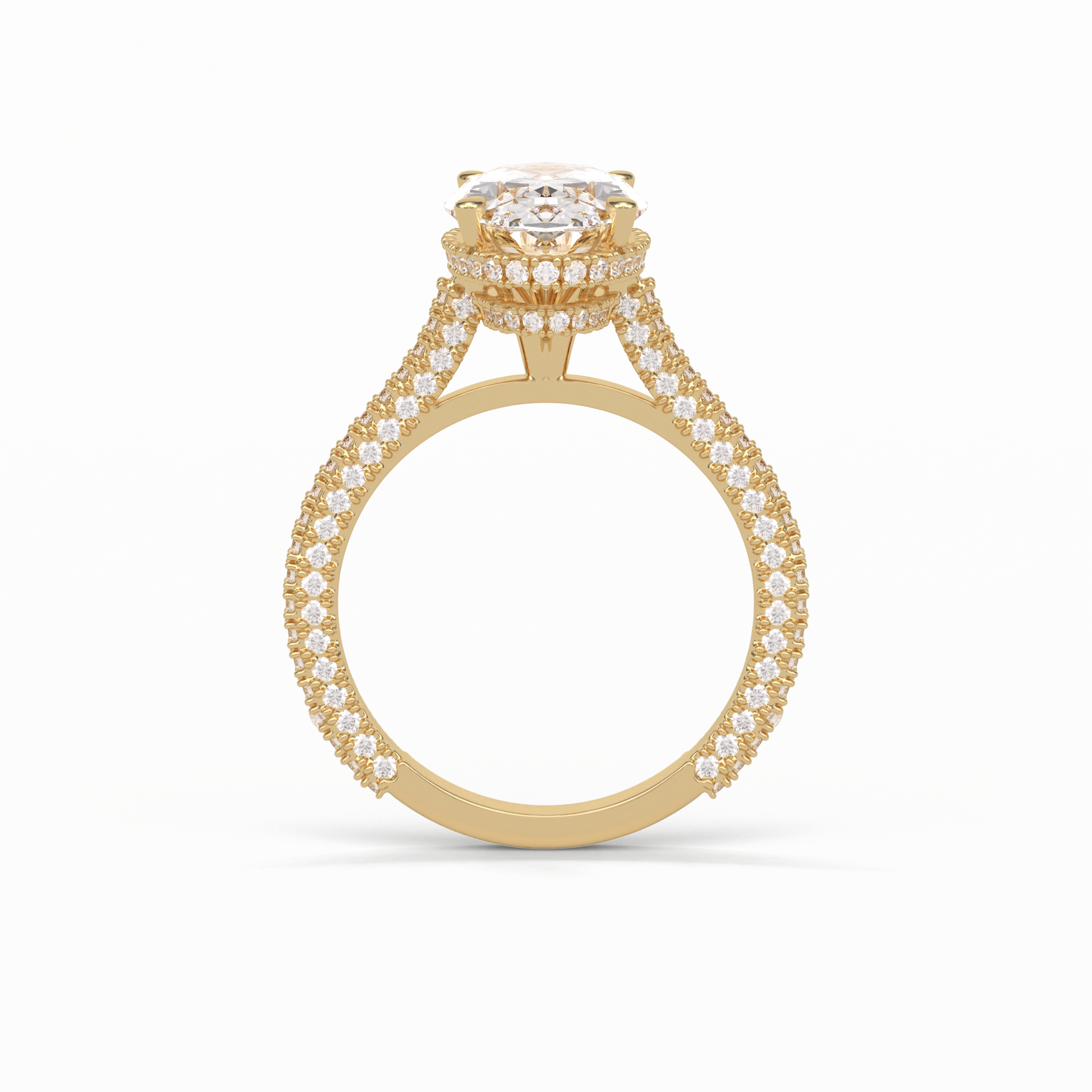 Oval Pave & Hidden Halo Lab Grown Diamond Engagement Ring