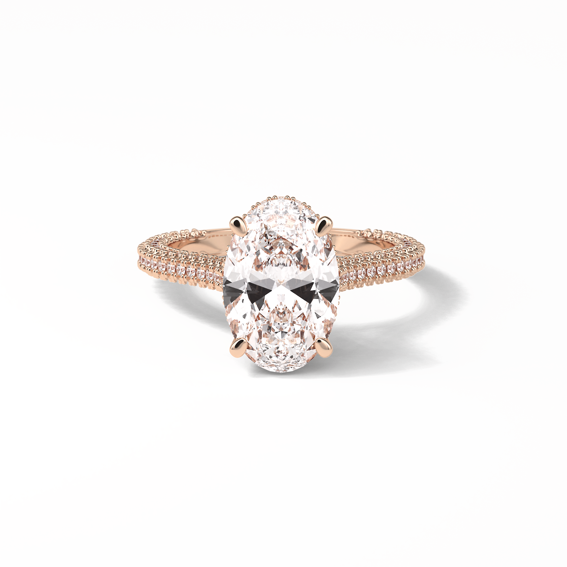 Oval Pave & Hidden Halo Lab Grown Diamond Engagement Ring
