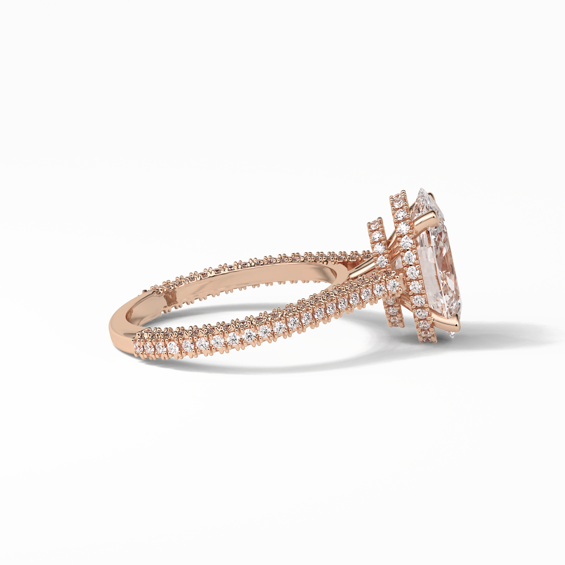Oval Pave & Hidden Halo Lab Grown Diamond Engagement Ring
