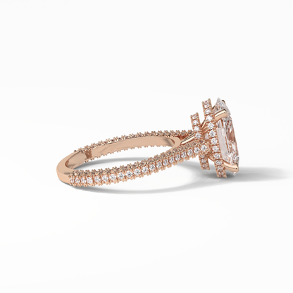 Oval Pave & Hidden Halo Lab Grown Diamond Engagement Ring