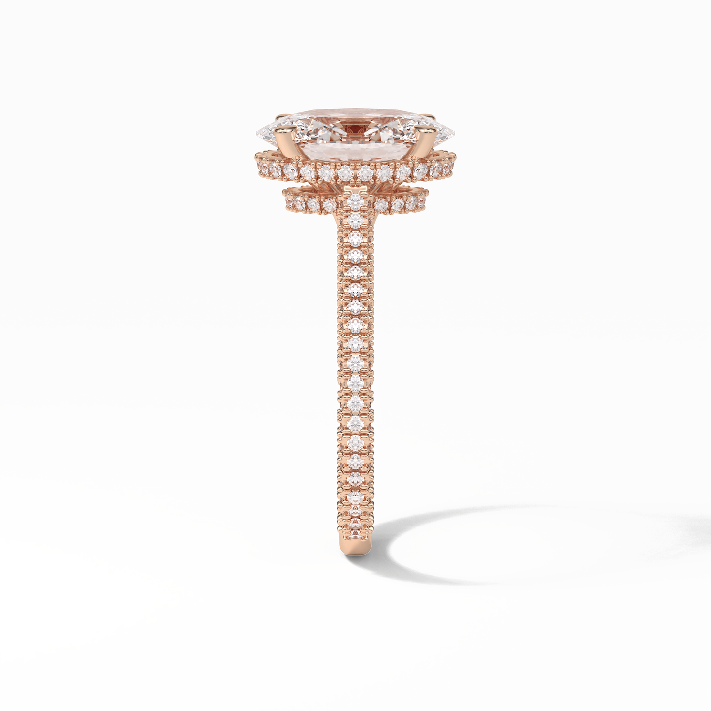 Oval Pave & Hidden Halo Lab Grown Diamond Engagement Ring