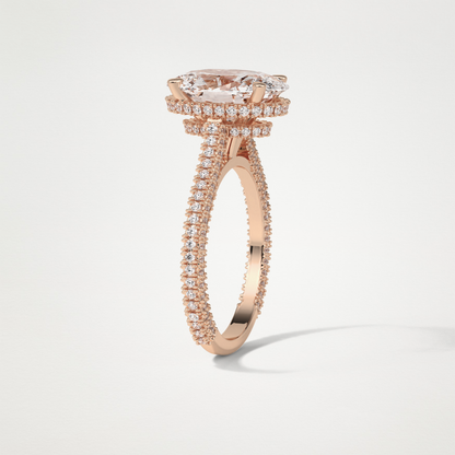Oval Pave & Hidden Halo Lab Grown Diamond Engagement Ring