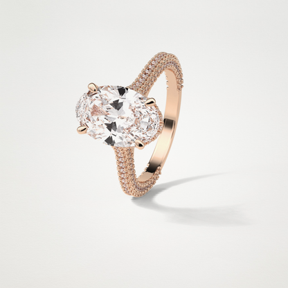 Oval Pave & Hidden Halo Lab Grown Diamond Engagement Ring