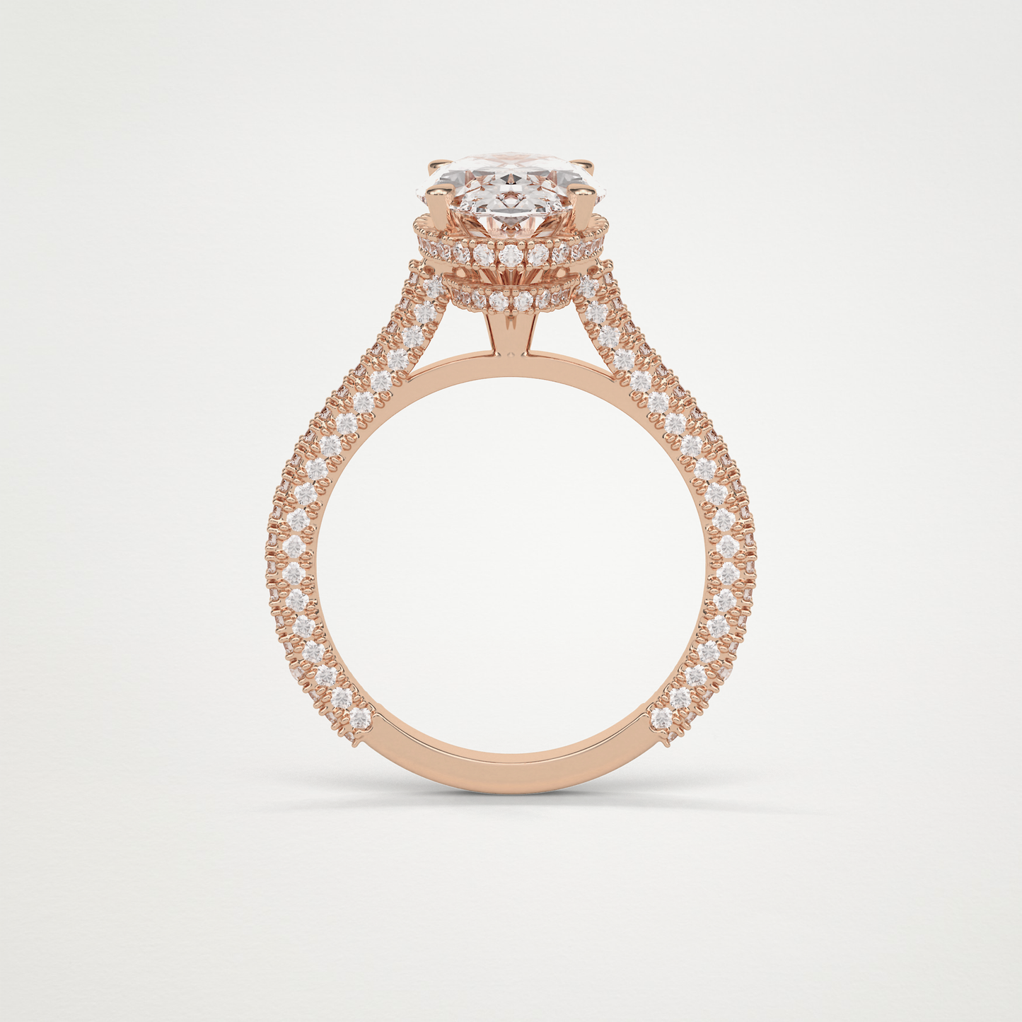 Oval Pave & Hidden Halo Lab Grown Diamond Engagement Ring
