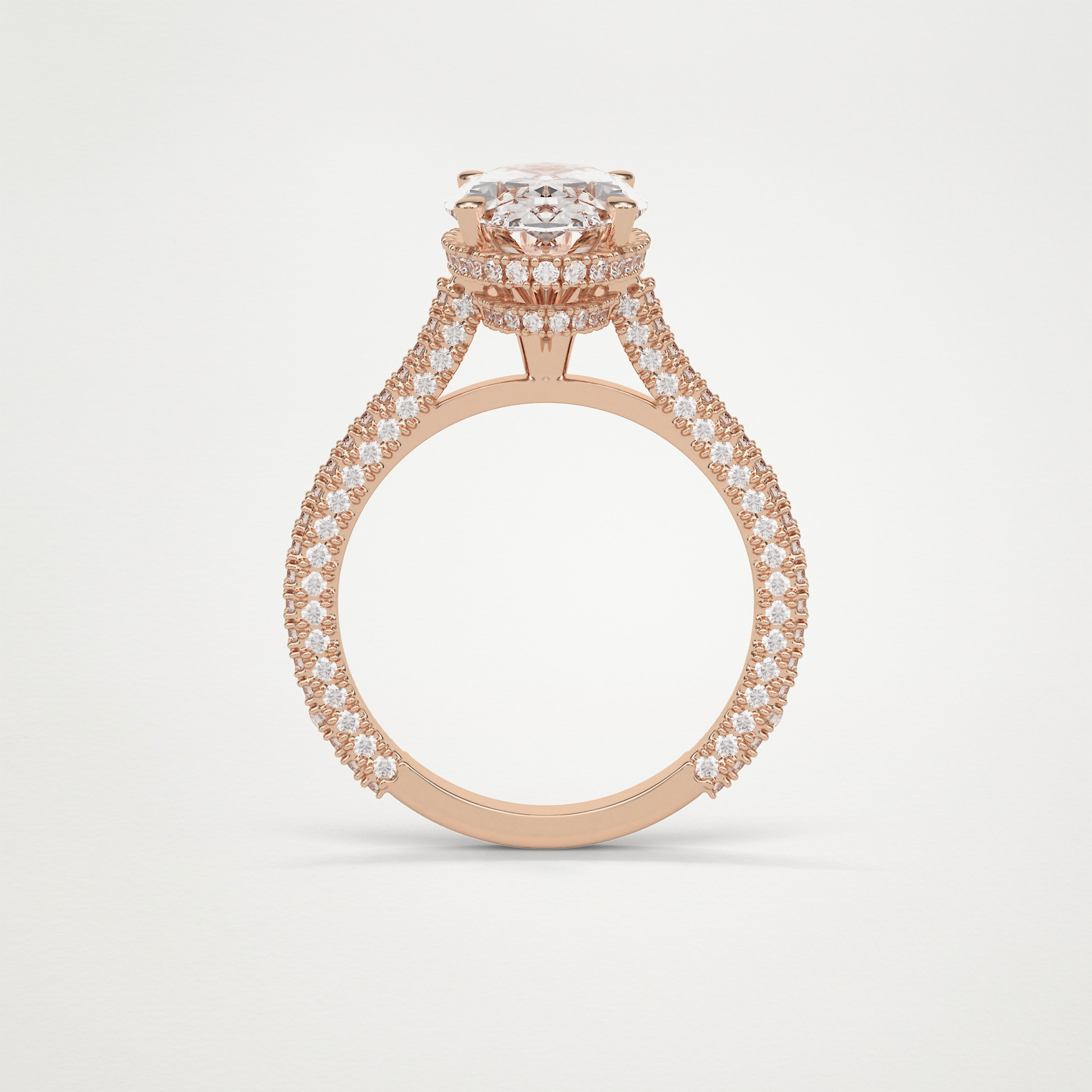 Oval Pave & Hidden Halo Lab Grown Diamond Engagement Ring