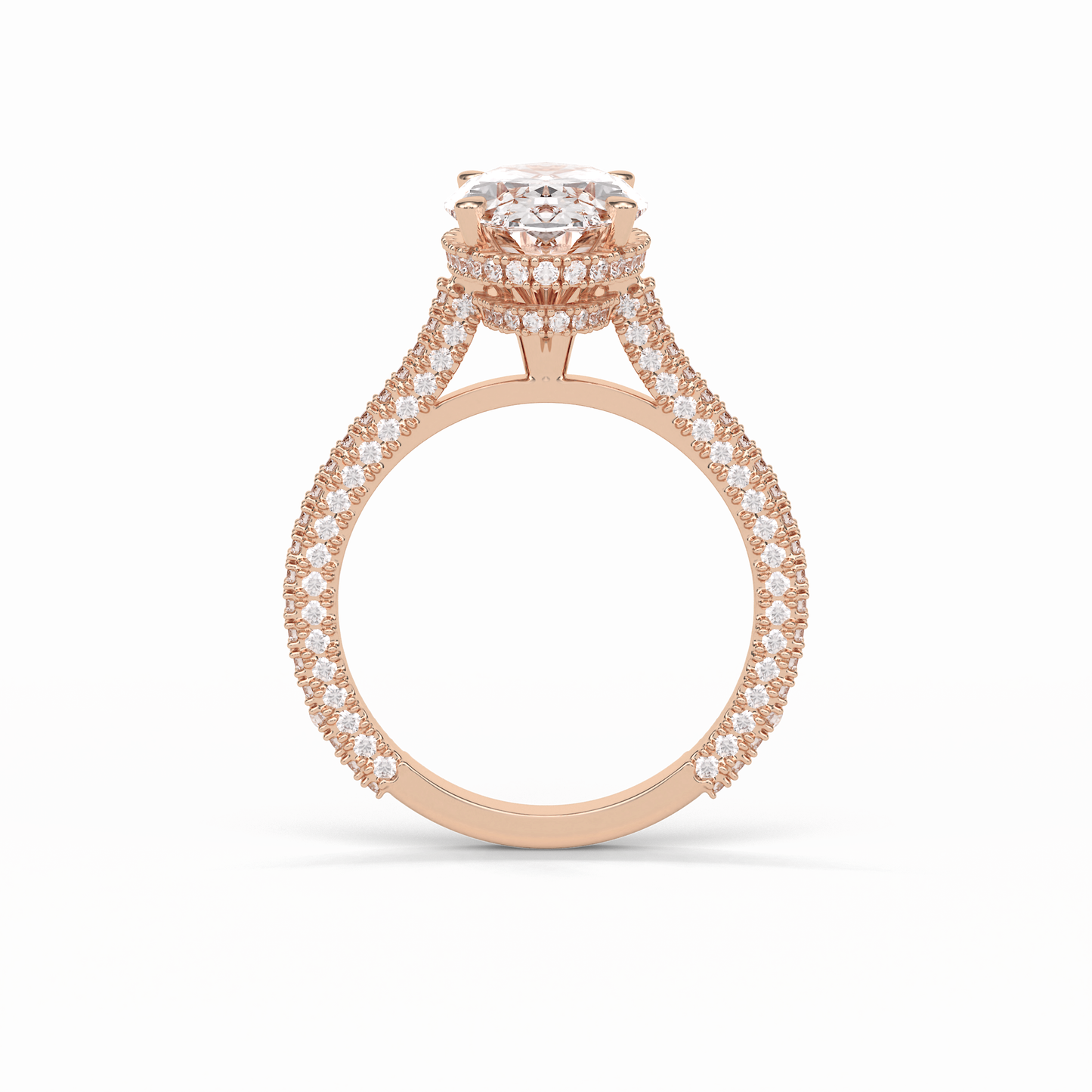 Oval Pave & Hidden Halo Lab Grown Diamond Engagement Ring