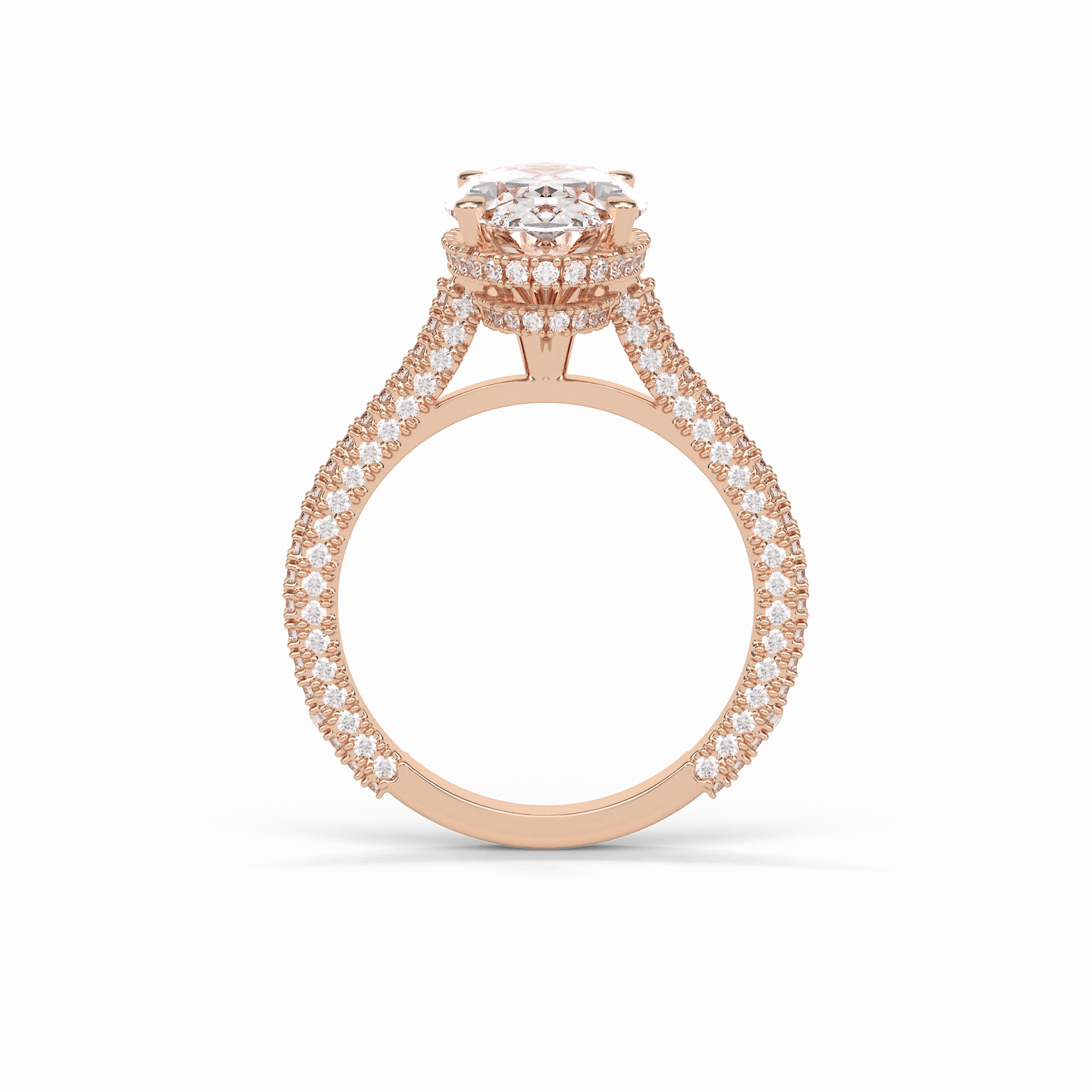 Oval Pave & Hidden Halo Lab Grown Diamond Engagement Ring