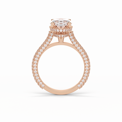 Oval Pave & Hidden Halo Lab Grown Diamond Engagement Ring