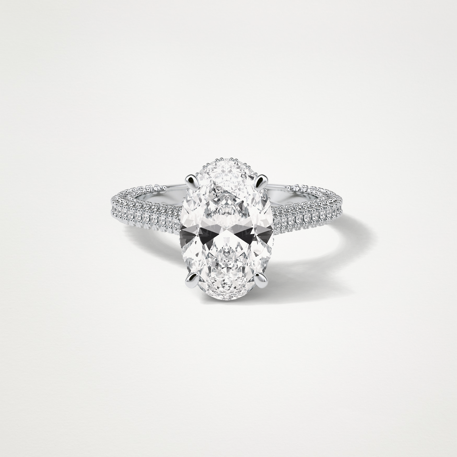 Oval Pave & Hidden Halo Lab Grown Diamond Engagement Ring