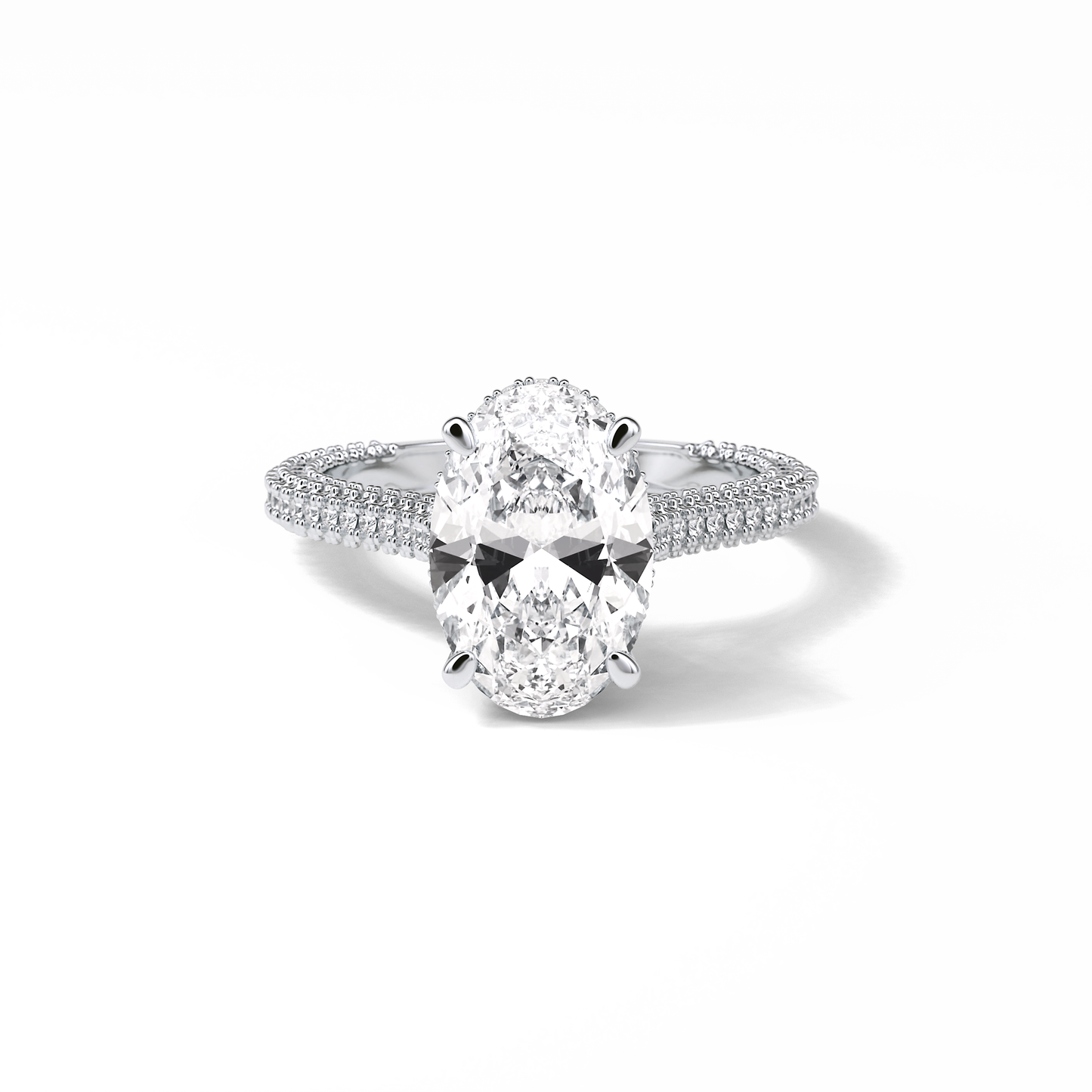 Oval Pave & Hidden Halo Lab Grown Diamond Engagement Ring