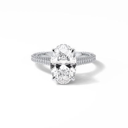 Oval Pave & Hidden Halo Lab Grown Diamond Engagement Ring