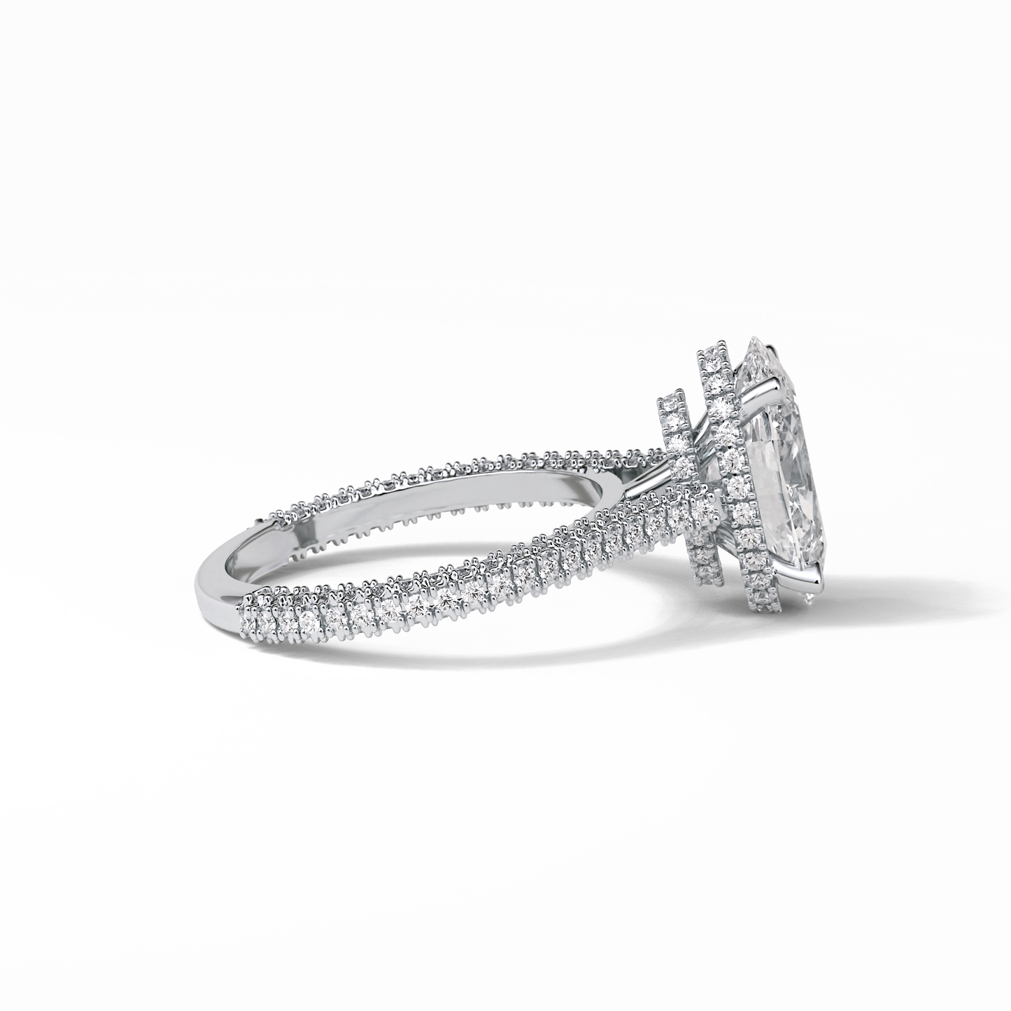 Oval Pave & Hidden Halo Lab Grown Diamond Engagement Ring