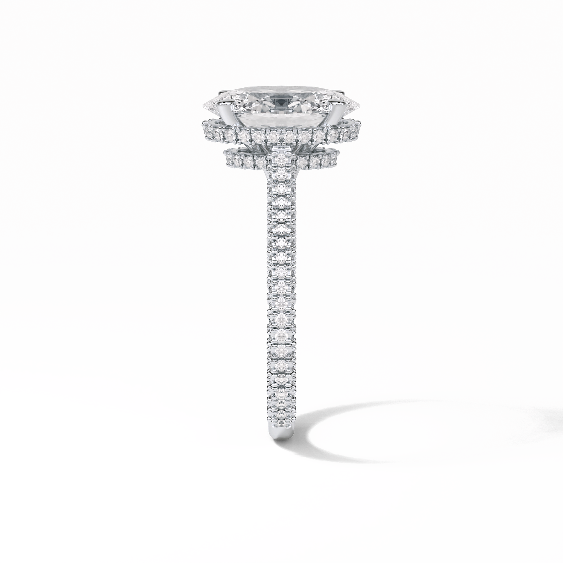 Oval Pave & Hidden Halo Lab Grown Diamond Engagement Ring