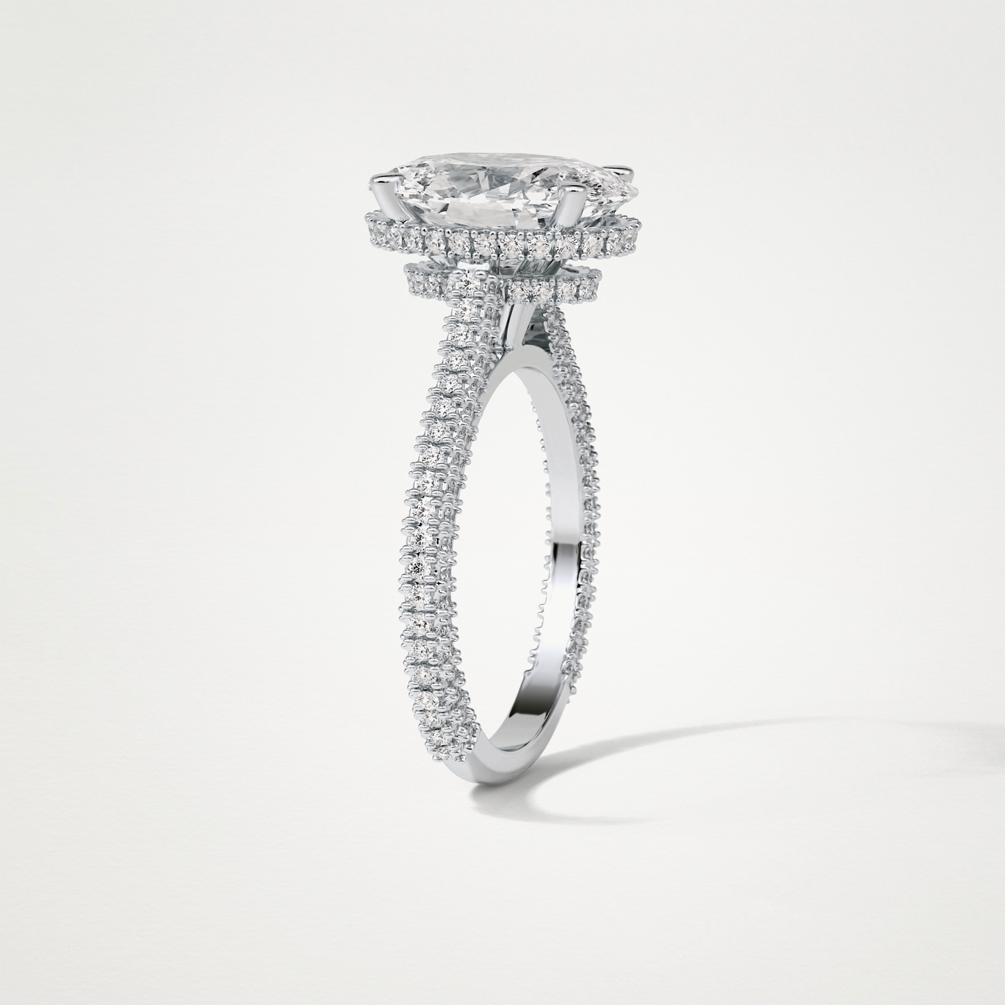 Oval Pave & Hidden Halo Lab Grown Diamond Engagement Ring