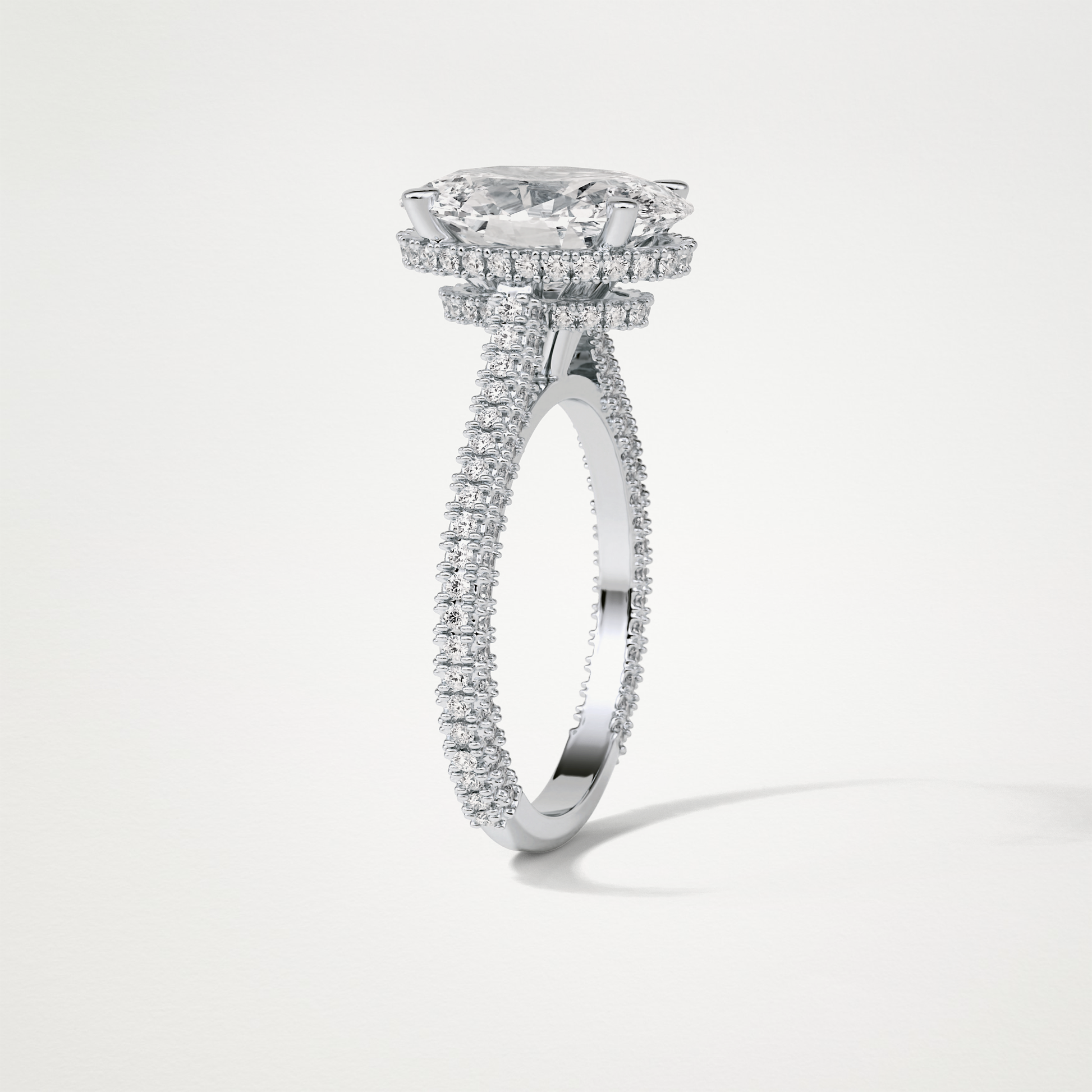 Oval Pave & Hidden Halo Lab Grown Diamond Engagement Ring